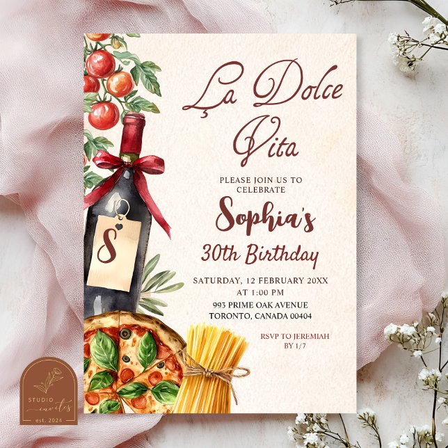 Carte d'invitation d'anniversaire italien La Dolce (Créateur téléchargé)