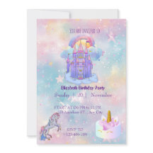 Carte d'invitation d'anniversaire Licorne