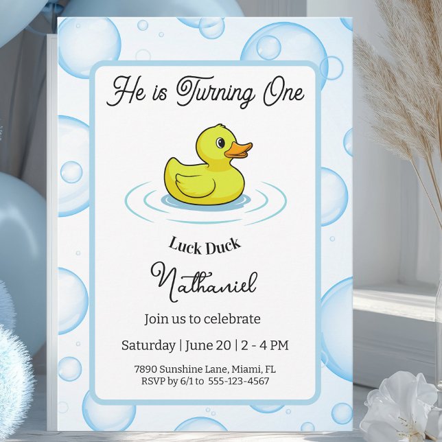 Carte d'invitation d'anniversaire Lucky Duck pour  (Créateur téléchargé)