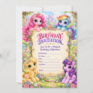 Carte d'invitation d'anniversaire Magical Pastel P