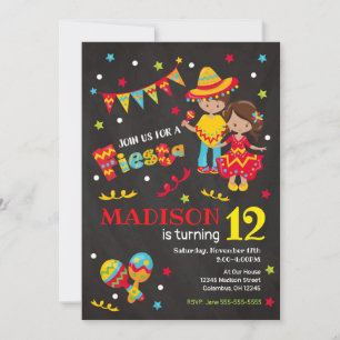 Carte d'invitation d'anniversaire Mexicaine Tablea