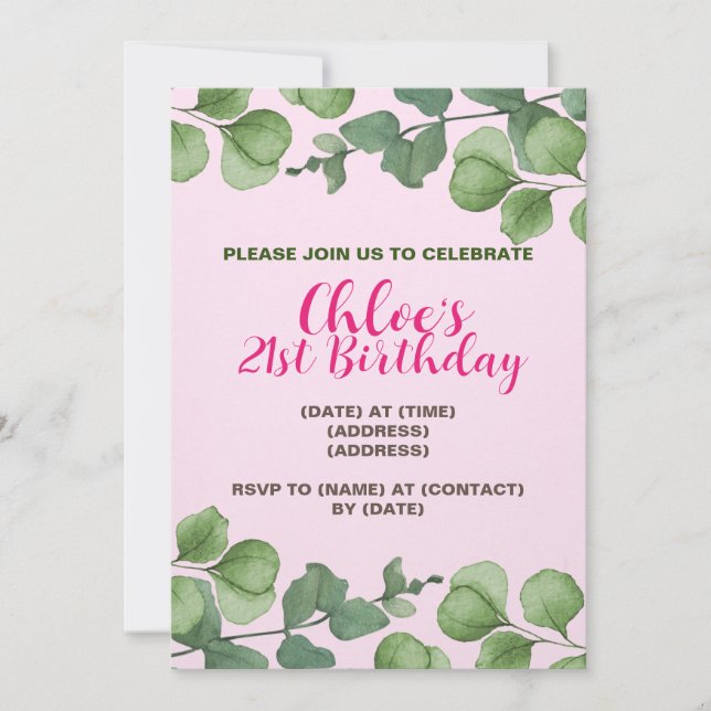 Carte d'invitation d'anniversaire, modèle éditable (Devant)