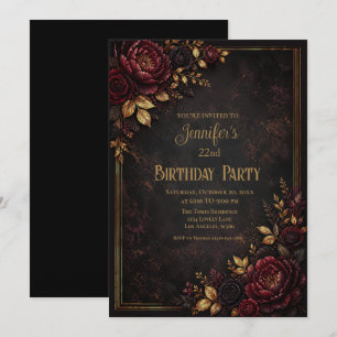 Carte d'invitation d'anniversaire Moody Flowers