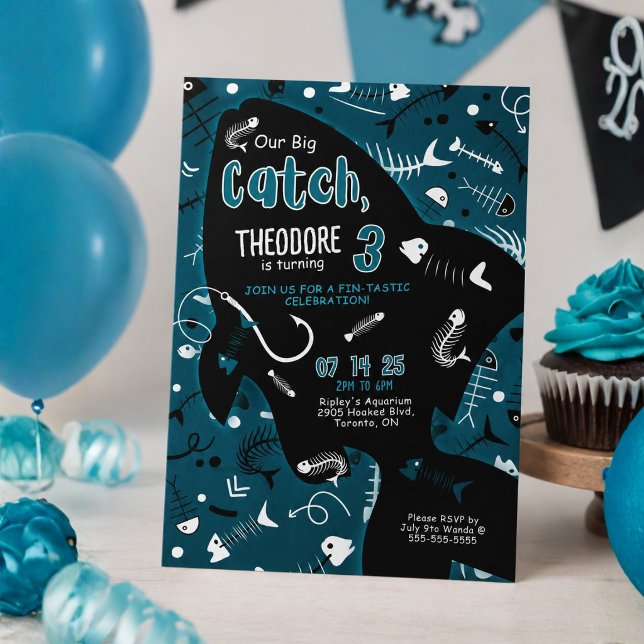 Carte d'invitation d'anniversaire Our Big Catch (Big Catch Birthday Invitation For Kids)