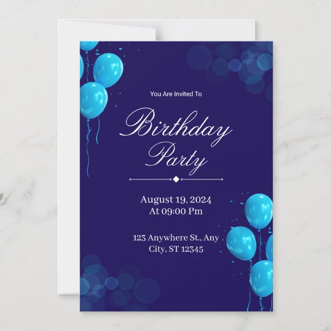 Carte d'invitation d'anniversaire personnalisée (Recto)