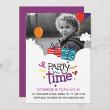 Carte d'invitation d'anniversaire Photo Party Time