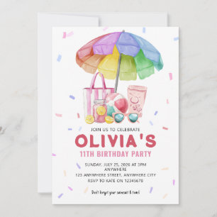 Carte d'invitation d'anniversaire piscine à l'aqua