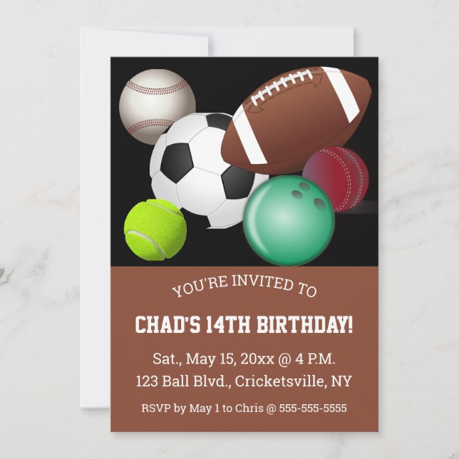 Carte d'invitation d'anniversaire pour ballons de  (Devant)
