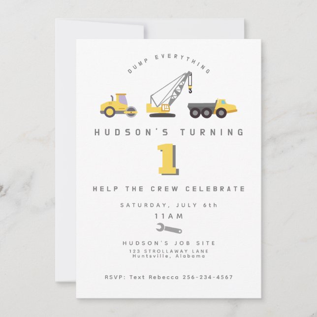 Carte d'invitation d'anniversaire pour camion de c (Devant)
