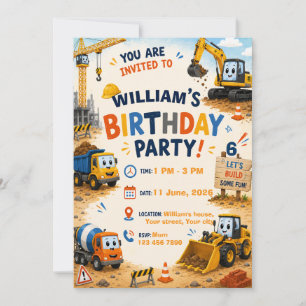 Carte d'invitation d'anniversaire pour camion de c