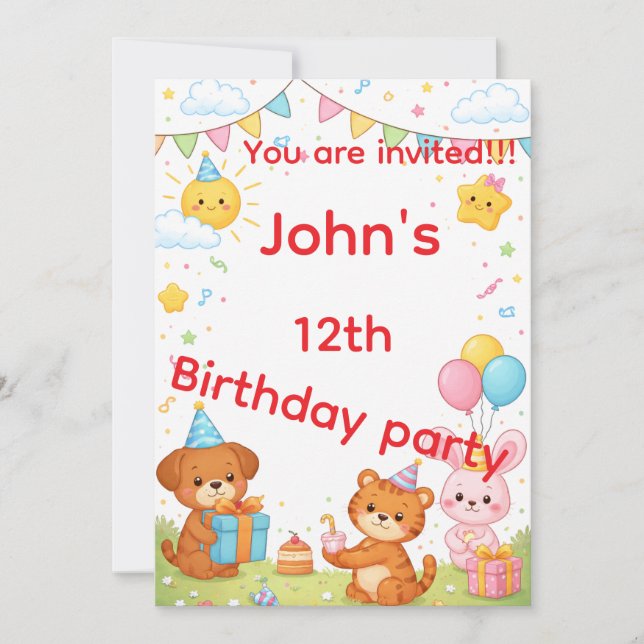 Carte d'invitation d'anniversaire pour enfants (Devant)