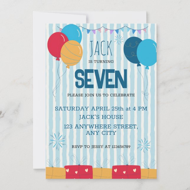 Carte d'invitation d'anniversaire pour enfants ave (Devant)