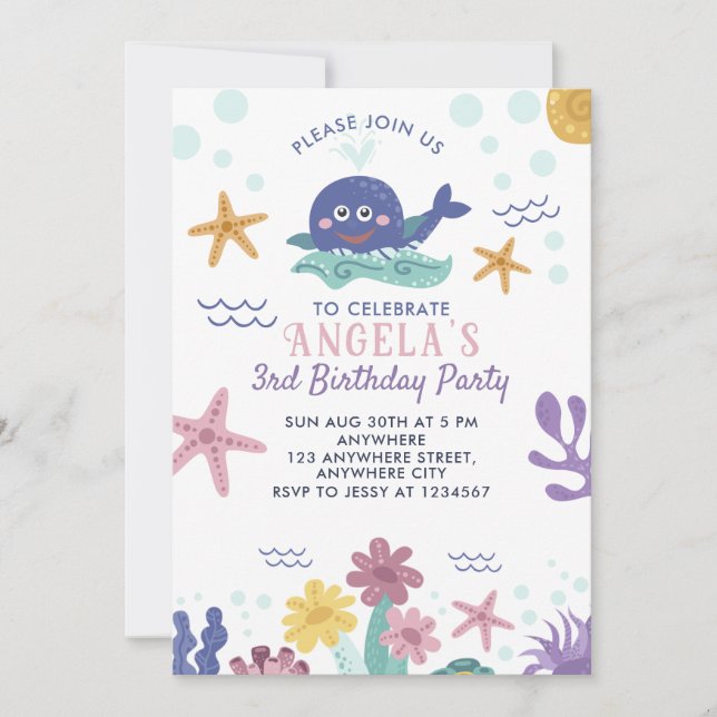 Carte d'invitation d'anniversaire pour enfants bal (Devant)