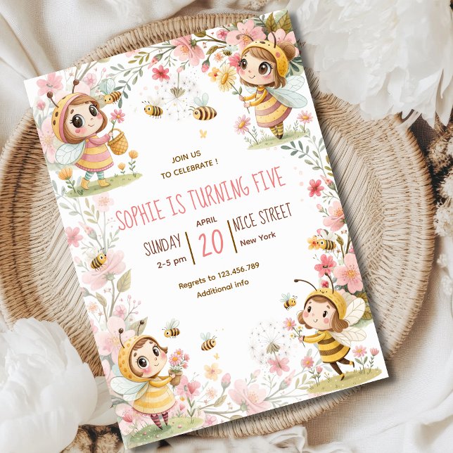 Carte d'invitation d'anniversaire pour enfants fée (Créateur téléchargé)