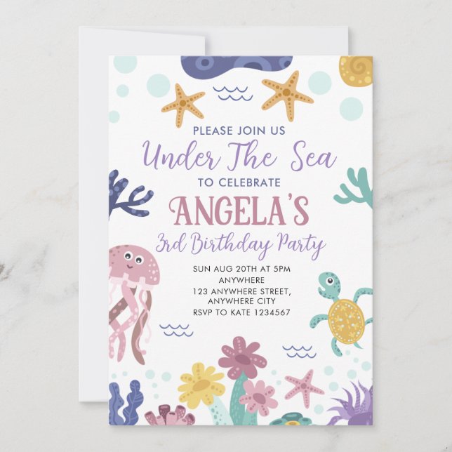 Carte d'invitation d'anniversaire pour enfants sou (Devant)
