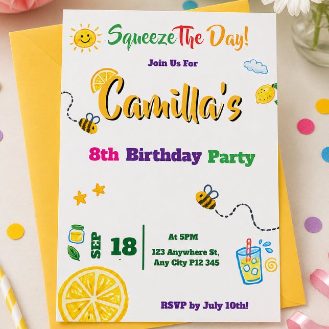 Carte d'invitation d'anniversaire pour enfants thè (Créateur téléchargé)