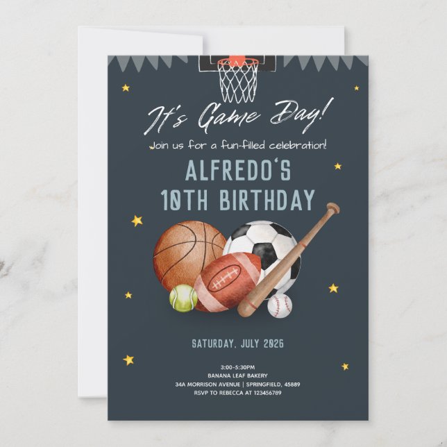 Carte d'invitation d'anniversaire pour garçons pou (Devant)