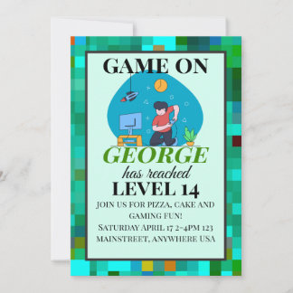 Carte d'invitation d'anniversaire pour jeux vidéo