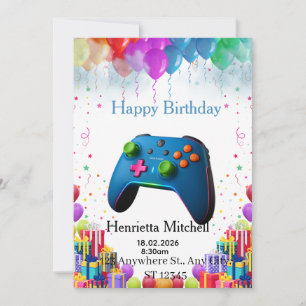 Carte d'invitation d'anniversaire pour joueur   Fê