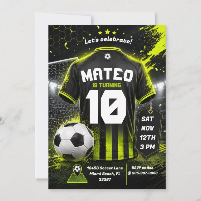 Carte d'invitation d'anniversaire pour maillot de  (Devant)