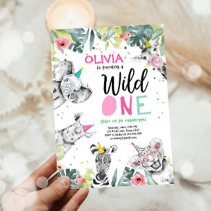Carte d'invitation d'anniversaire Safari Fille Ani