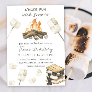 Carte d'invitation d'anniversaire S'more Fun Campf