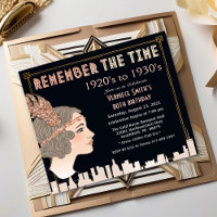 Carte d'invitation d'anniversaire style années 20