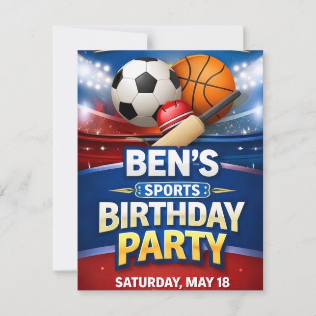 Carte d'invitation d'anniversaire sur le thème des (Devant)