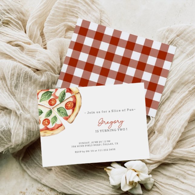 Carte d'invitation d'anniversaire tranche de pizza (Créateur téléchargé)