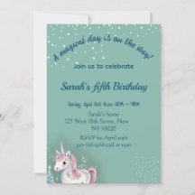 Carte d'invitation d'anniversaire Unicorn