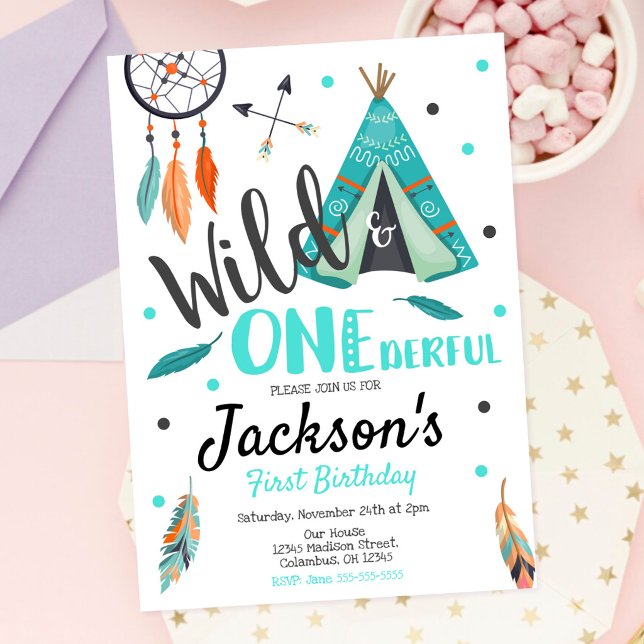 Carte d'invitation d'anniversaire Wild & ONEderful (Créateur téléchargé)