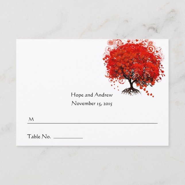 Carte d'invitation d'arbres à feuilles de coeur ro (Dos)