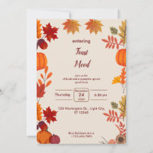 Carte d'invitation d'automne de Thanksgiving