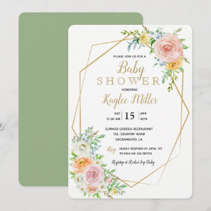 Carte d'invitation de Baby shower géométrique en o