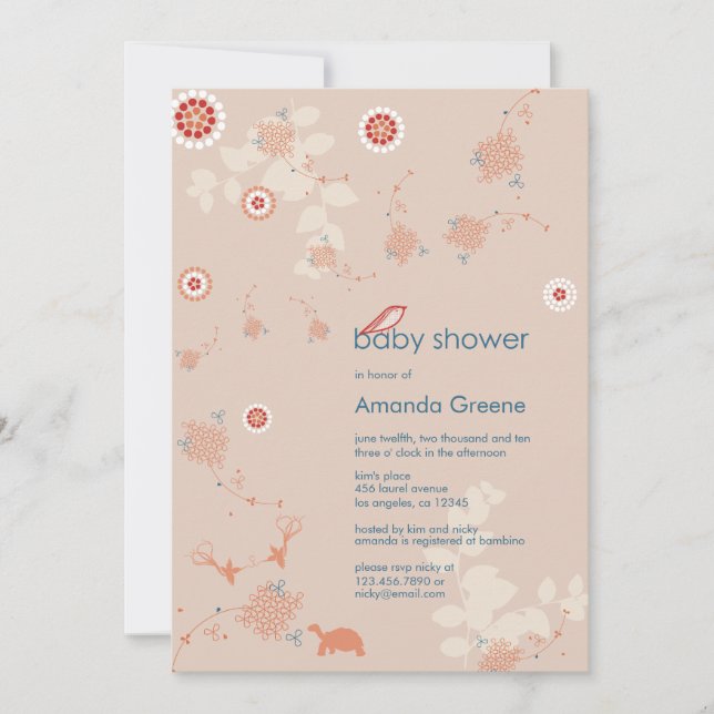 Carte d'invitation de Baby shower naturel Whimsica (Devant)