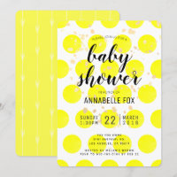 Carte d'invitation de Baby shower Pois Jaune Neon