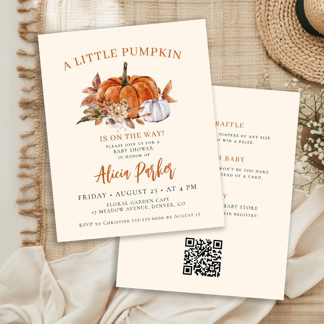 Carte d'invitation de baby shower pour citrouille  (Créateur téléchargé)