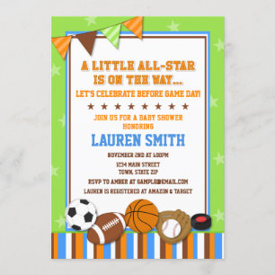 Carte d'invitation de Baby shower sportif All-Star