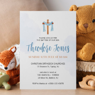 Carte d'invitation de baptême pour bébé garçon à l