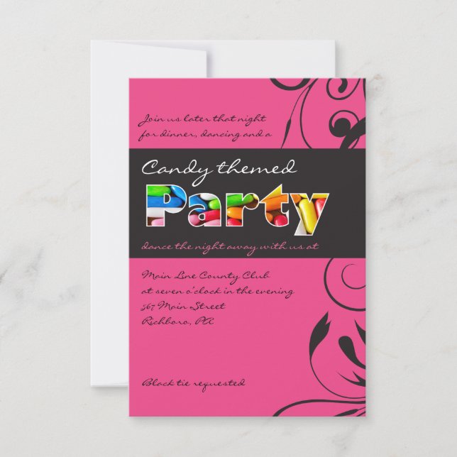 Carte d'invitation de Bat Mitzvah PINK CANDY (Devant)