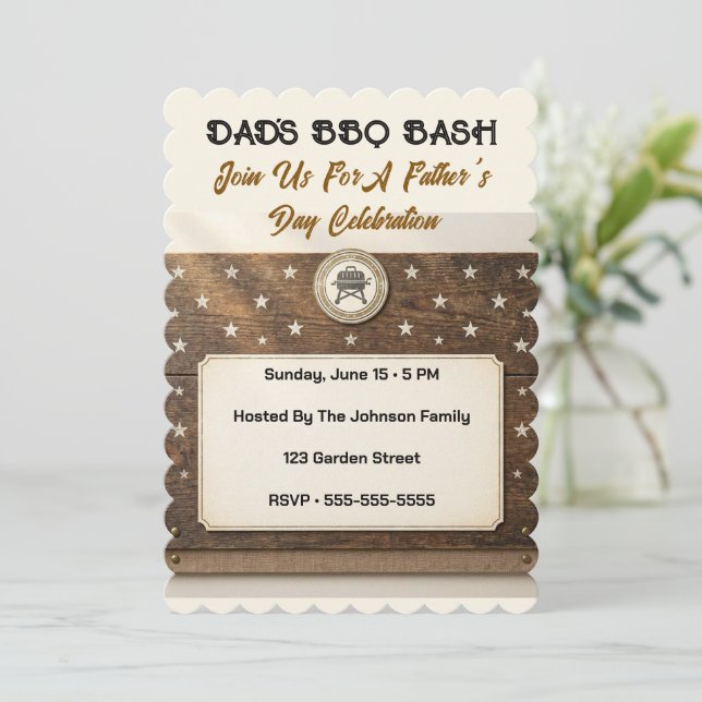 Carte d'invitation de BBQ pour la fête des Pères r (Debout devant)
