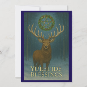 Carte d'invitation de cerf de bénédictions de Yule