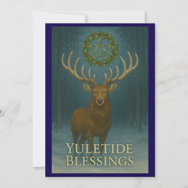 Carte d'invitation de cerf de Noël Yuletide Blessi (Devant)