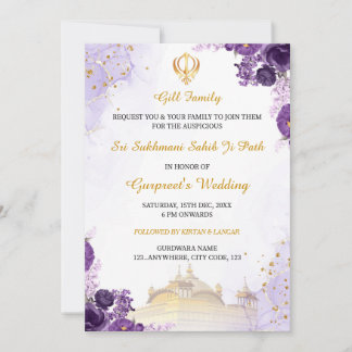 Carte d'invitation de chemin Sukhmani Sahib Floral