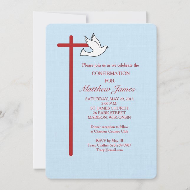 Carte d'invitation de confirmation garçon croix d' (Devant)