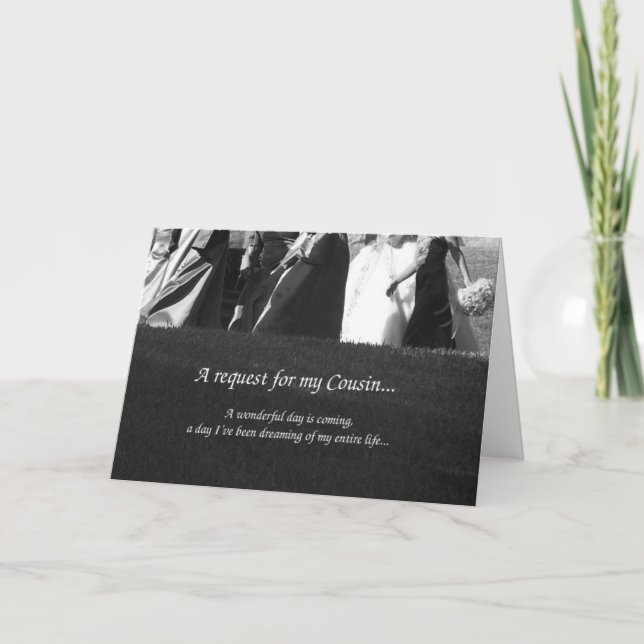 Carte d'invitation de demande de cousine à être la (Devant)