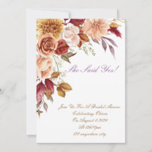 CARTE D'INVITATION DE DOUCHE BRIDAL ROMANTIQUE COU
