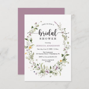Carte d'invitation de douche nuptiale fleur sauvag