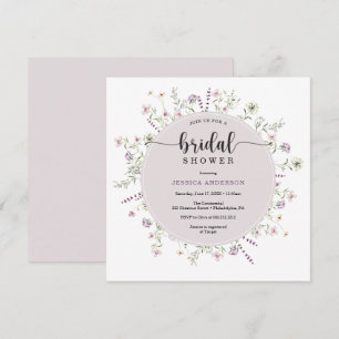 Carte d'invitation de douche nuptiale fleur sauvag
