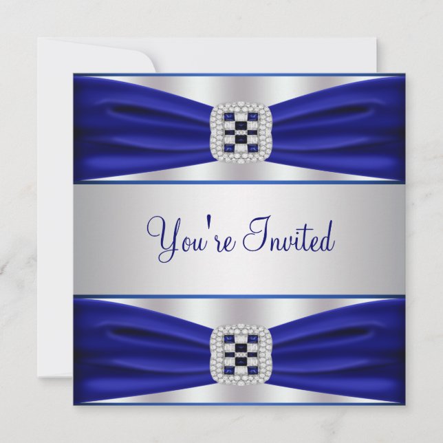 Carte d'invitation de fête cobalt bleu pour toutes (Devant)